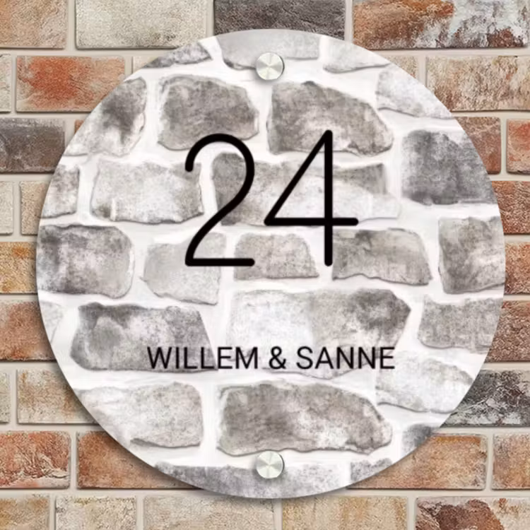 Naambordje voordeur - Rond - Natuurstenen - Klassiek — 4