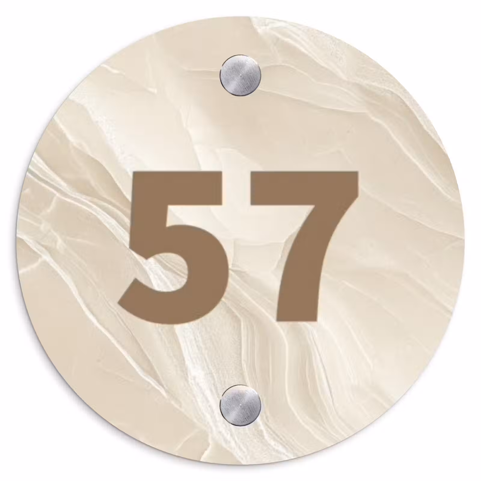 Naambordje voordeur - Rond - Beige - Marmer - Traditioneel — 1