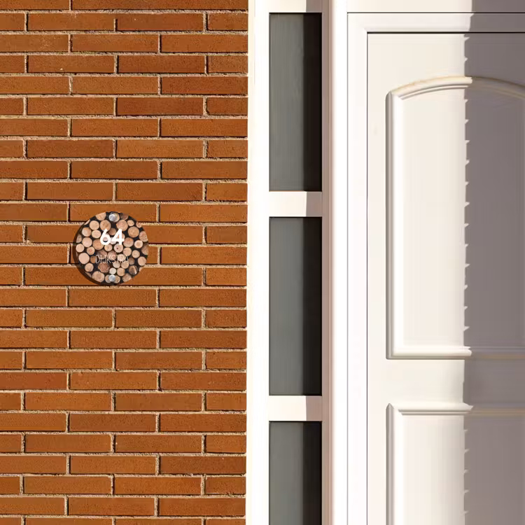 Naambordje voordeur - Rond - Houtstapel - Modern — 3