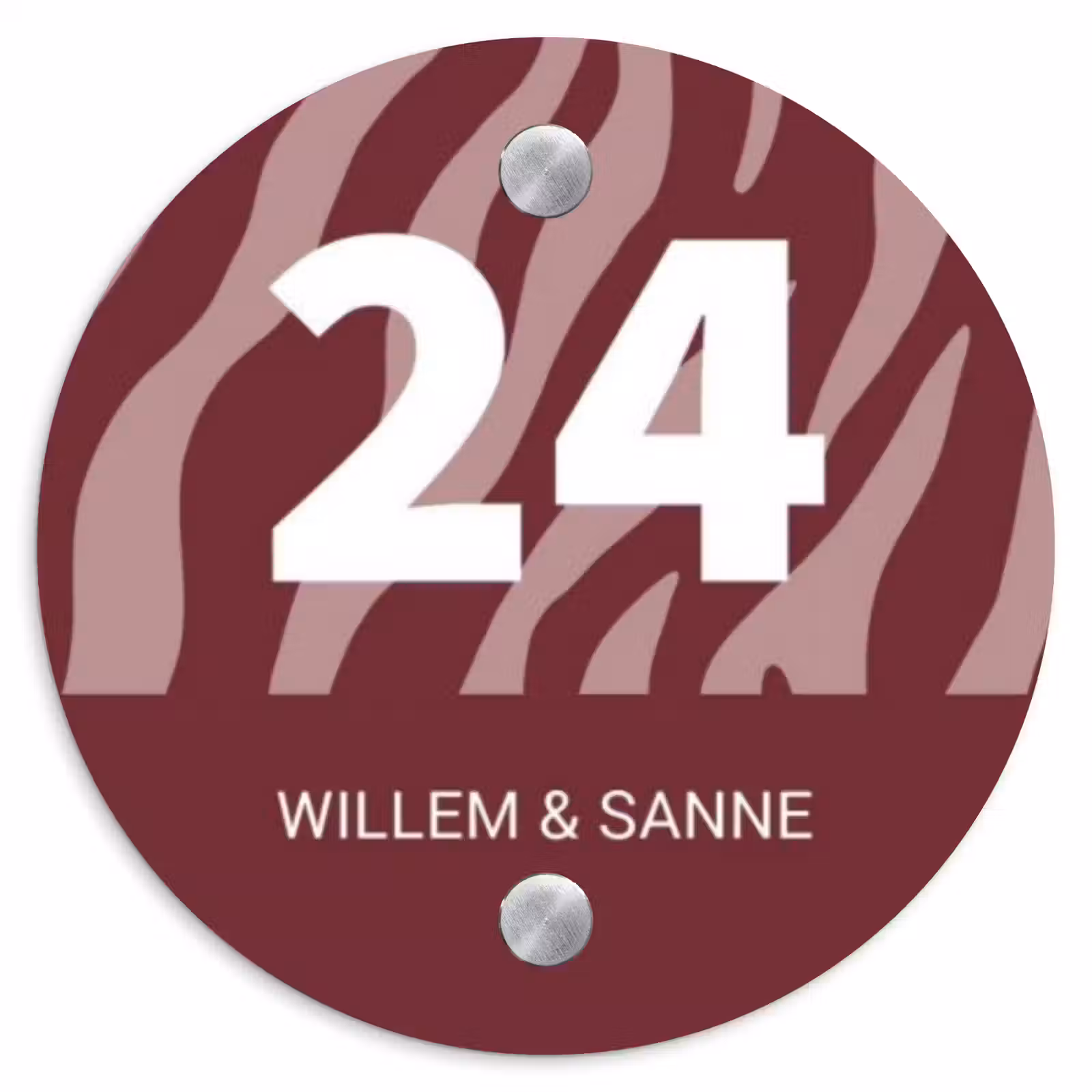 Naambordje voordeur - Rond - Bordeaux zebra - Klassiek — 1