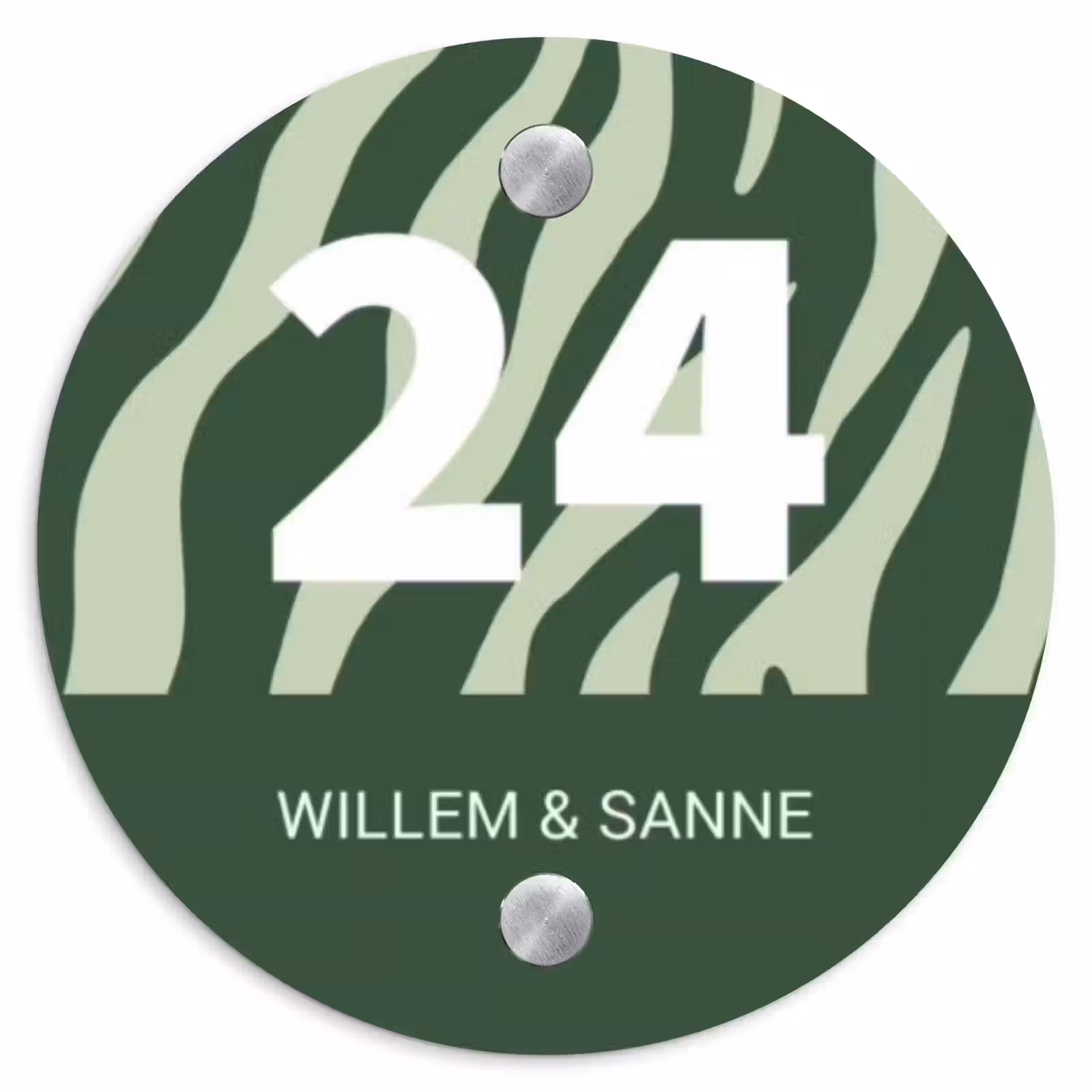 Naambordje voordeur - Rond - Groen zebra - Klassiek — 1