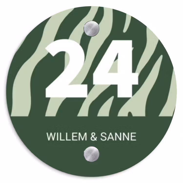 Naambordje voordeur - Rond - Groen zebra - Klassiek — 1