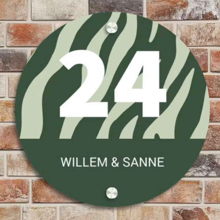 Naambordje voordeur - Rond - Groen zebra - Klassiek — 4