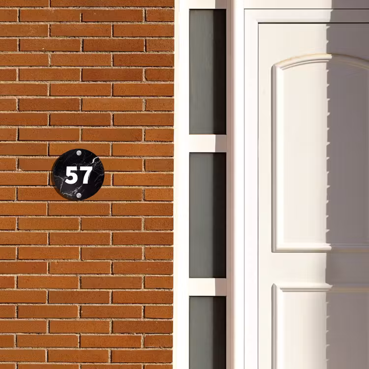 Naambordje voordeur - Rond - Marmer - Traditioneel — 3