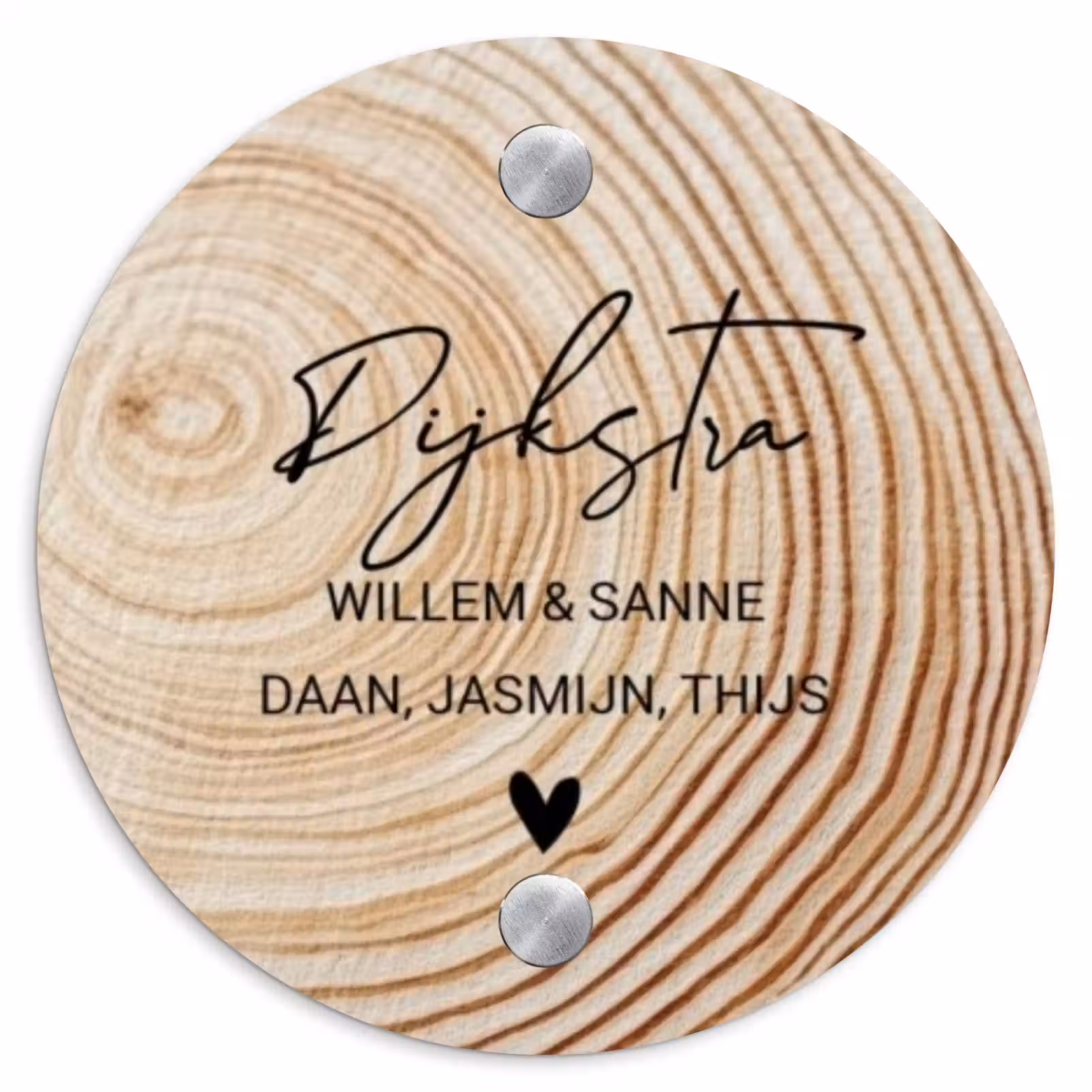 Naambordje voordeur - Rond - Houten nerf - Sierlijk — 1