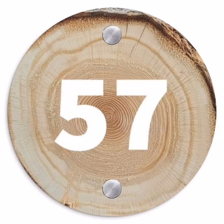 Naambordje voordeur - Rond - Boomschijf - Traditioneel — 1