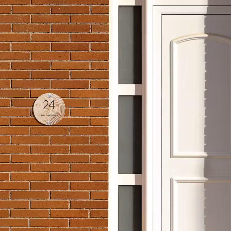 Naambordje voordeur - Rond - Houten nerf - Klassiek — 3