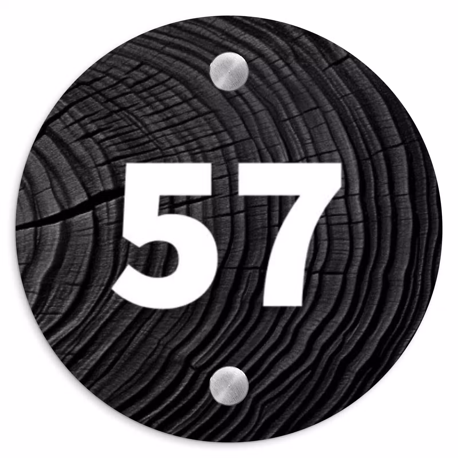Naambordje voordeur - Rond - Zwarte houten nerf - Traditioneel — 1