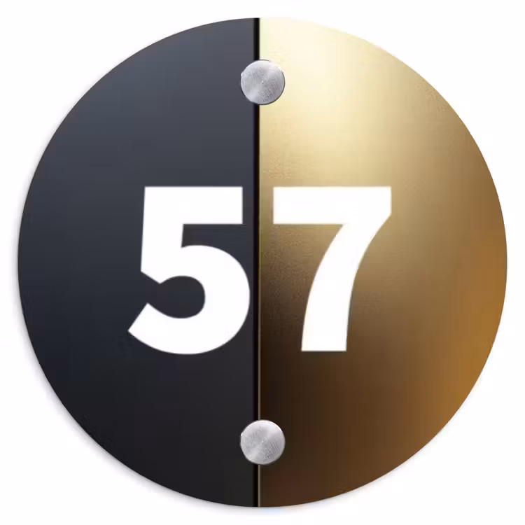 Naambordje voordeur - Rond - Half goud zwart - Traditioneel — 1