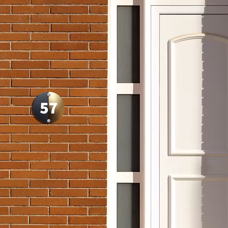 Naambordje voordeur - Rond - Half goud zwart - Traditioneel — 3