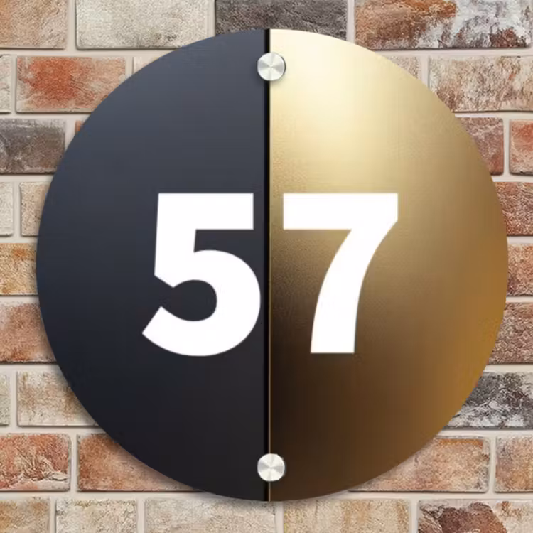 Naambordje voordeur - Rond - Half goud zwart - Traditioneel — 4
