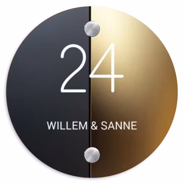 Naambordje voordeur - Rond - Half goud zwart - Klassiek — 1