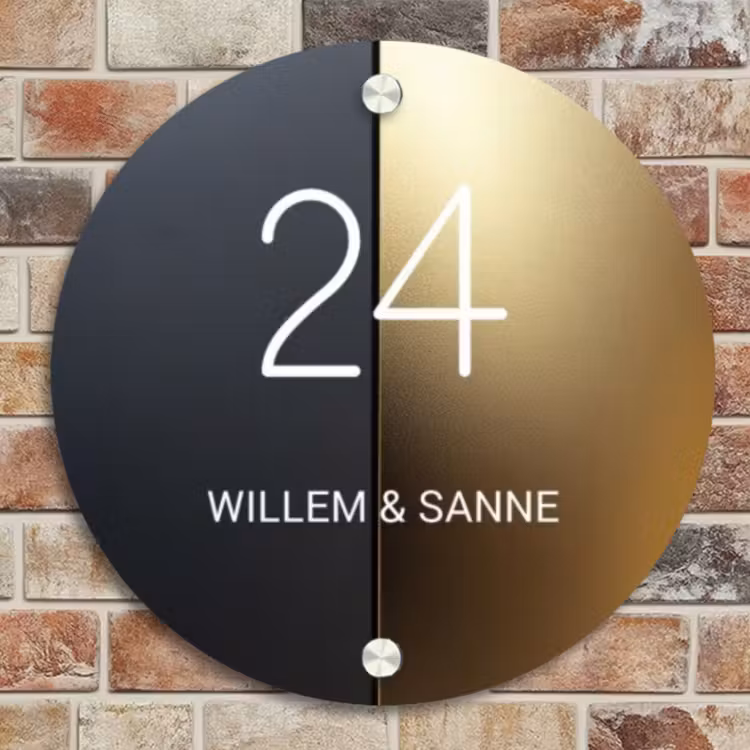 Naambordje voordeur - Rond - Half goud zwart - Klassiek — 4