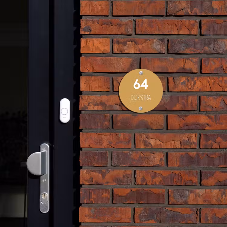 Naambordje voordeur - Rond - Mosterdgeel - Modern — 2