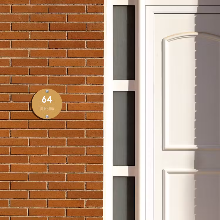 Naambordje voordeur - Rond - Mosterdgeel - Modern — 3