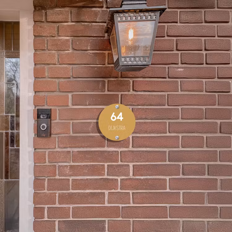 Naambordje voordeur - Rond - Mosterdgeel - Modern — 5