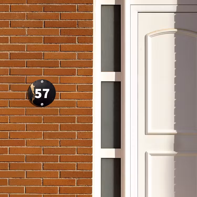 Naambordje voordeur - Rond - Zwart goud structuur - Traditioneel — 3