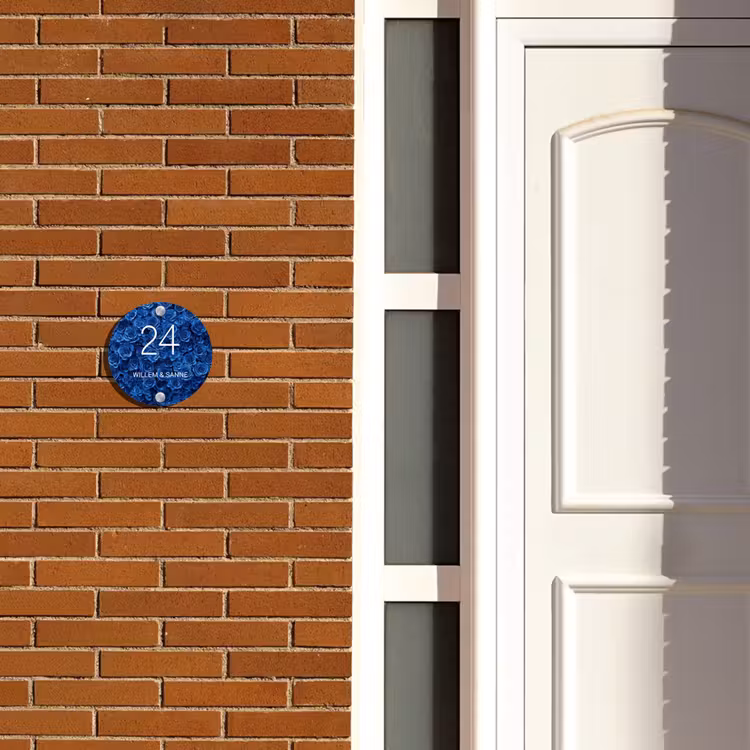 Naambordje voordeur - Rond - Blauwe rozen - Klassiek — 3