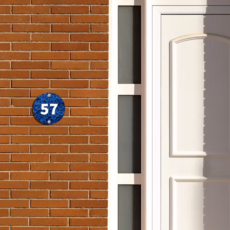 Naambordje voordeur - Rond - Blauwe rozen - Traditioneel — 3
