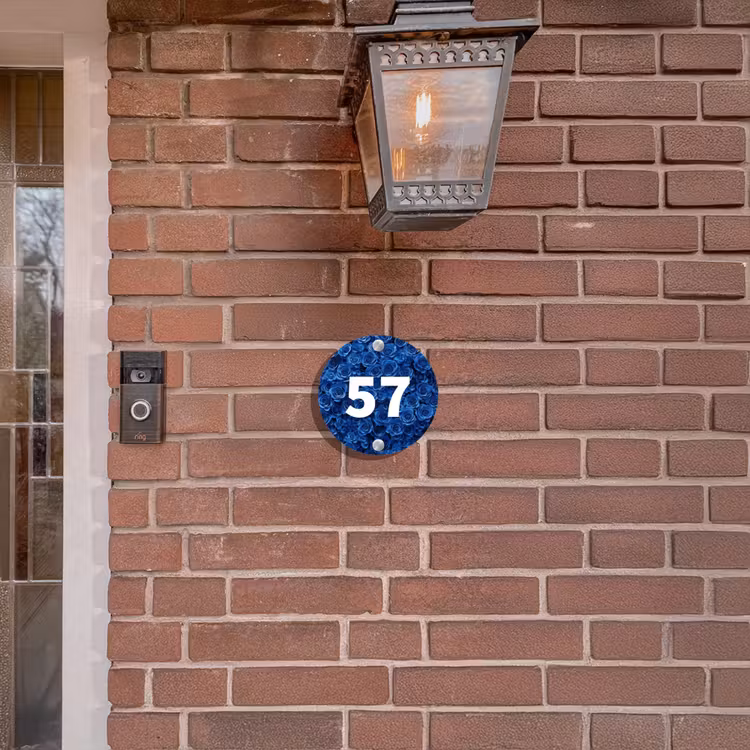 Naambordje voordeur - Rond - Blauwe rozen - Traditioneel — 5