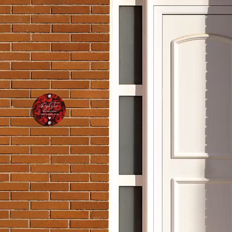 Naambordje voordeur - Rond - Rode rozen - Sierlijk — 3