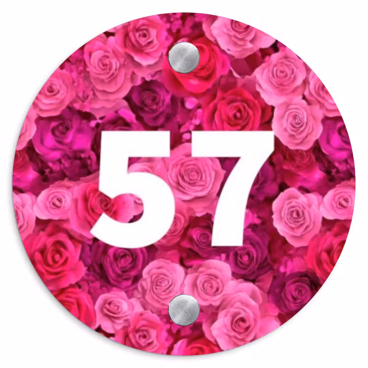 Naambordje voordeur - Rond - Roze rozen - Traditioneel — 1