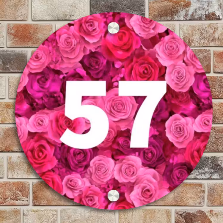Naambordje voordeur - Rond - Roze rozen - Traditioneel — 4