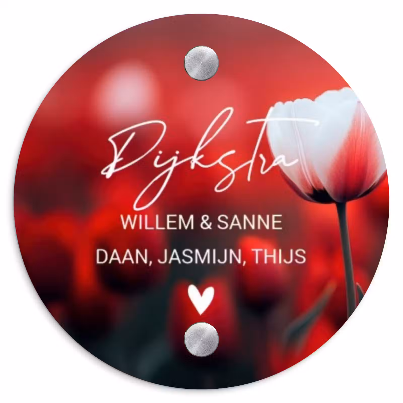 Naambordje voordeur - Rond - Rode tulpen - Sierlijk — 1