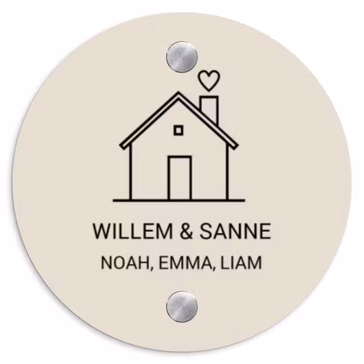 Naambordje voordeur - Rond - Huis illustratie - Klassiek — 1
