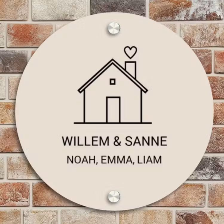 Naambordje voordeur - Rond - Huis illustratie - Klassiek — 4
