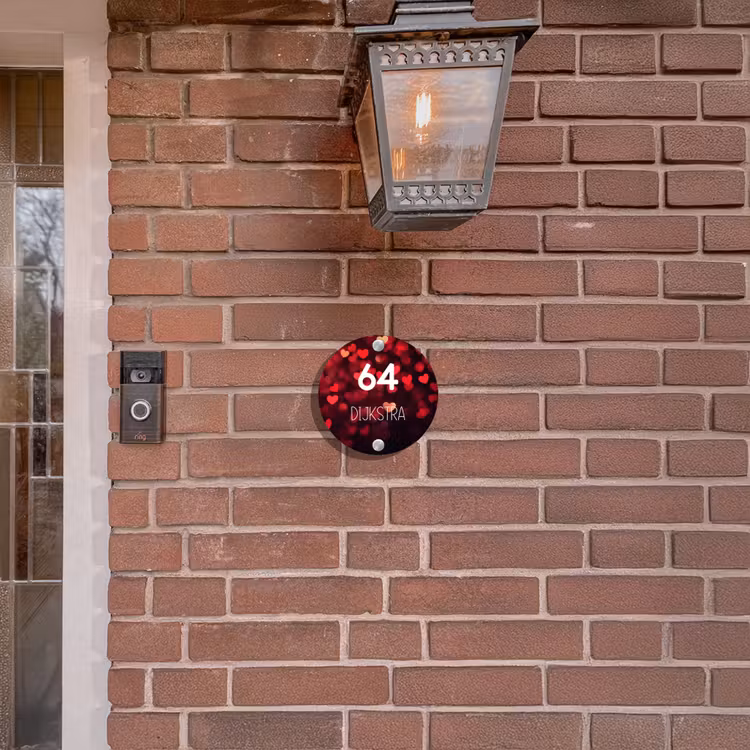 Naambordje voordeur - Rond - Rode hartjes- Modern — 5