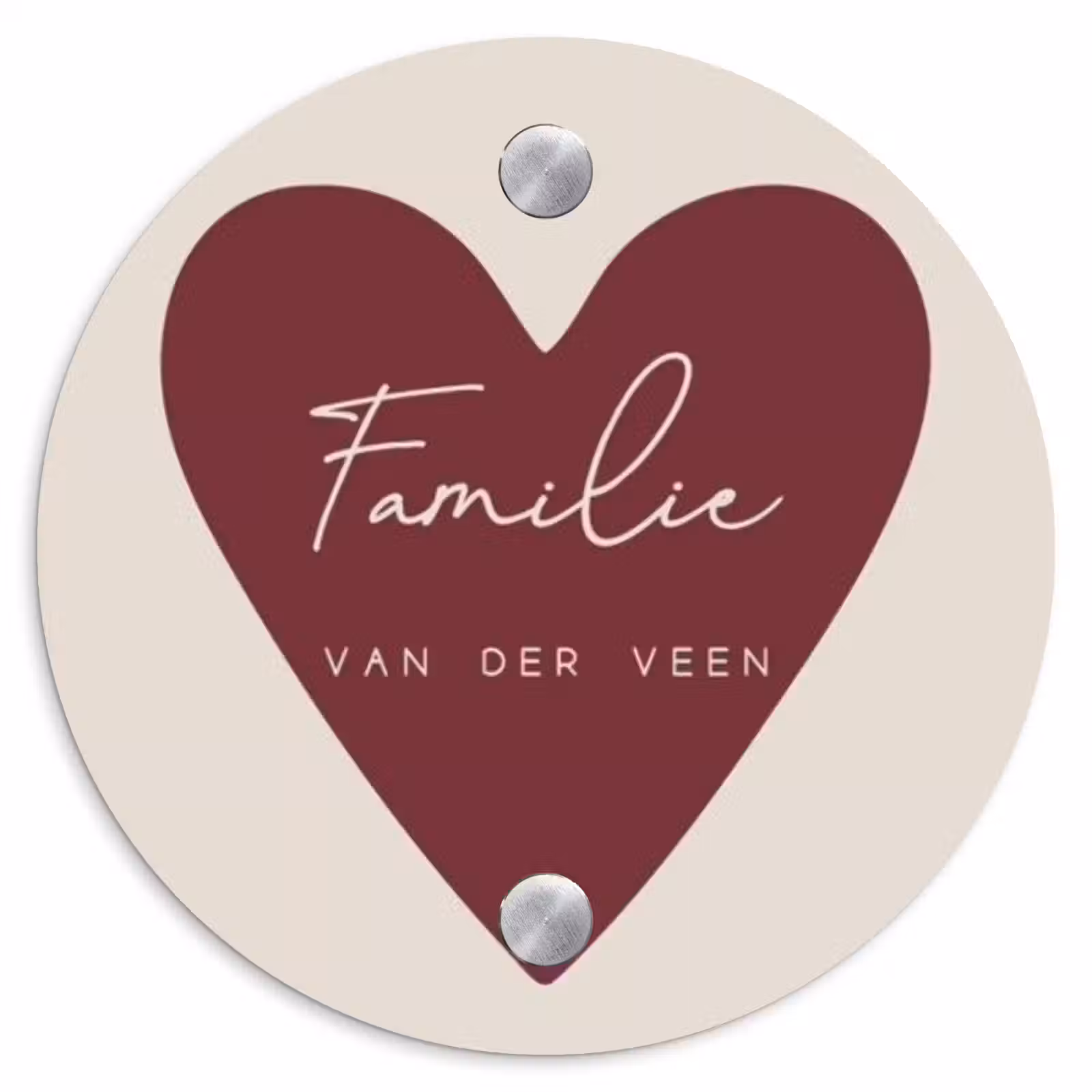 Naambordje voordeur - Rond - Rood hart - Sierlijk — 1