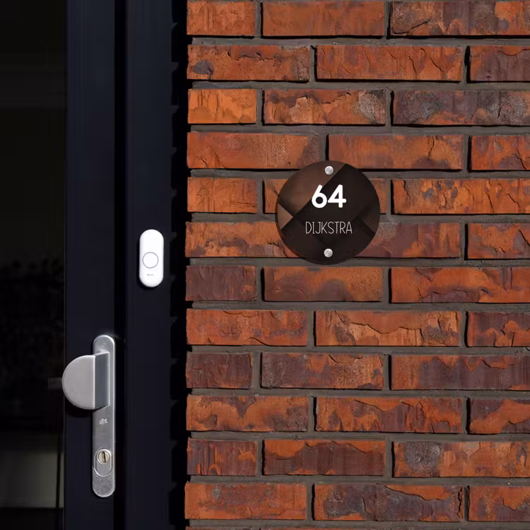 Naambordje voordeur - Rond - Bruine vlakken - Modern — 2