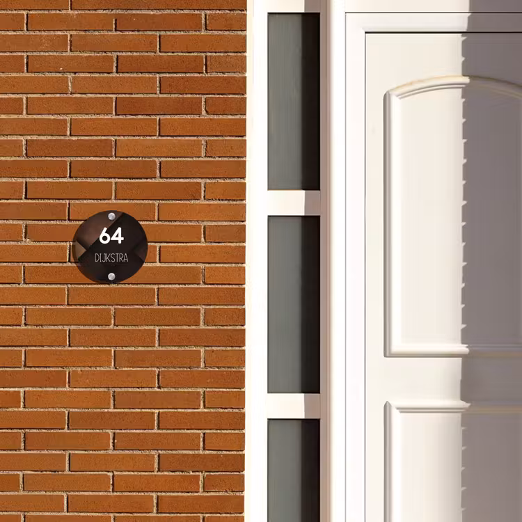 Naambordje voordeur - Rond - Bruine vlakken - Modern — 3