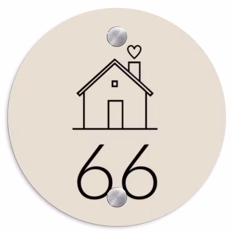 Naambordje voordeur - Rond - Huis illustratie - Traditioneel — 1