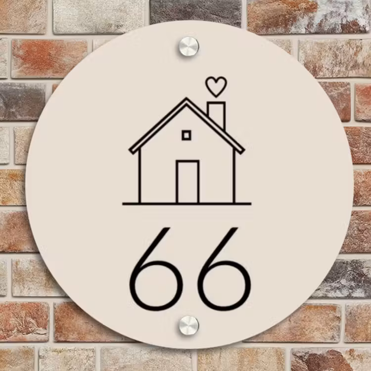 Naambordje voordeur - Rond - Huis illustratie - Traditioneel — 4