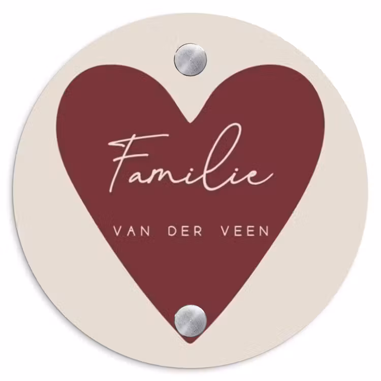 Naambordje voordeur - Rond - Rood hart - Sierlijk — 1