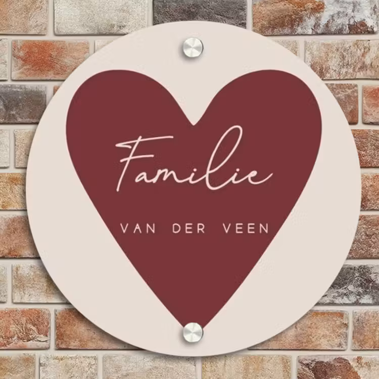 Naambordje voordeur - Rond - Rood hart - Sierlijk — 4