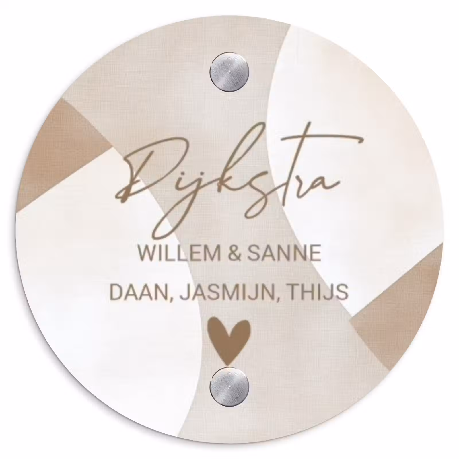 Naambordje voordeur - Rond - Abstract beige - Sierlijk — 1
