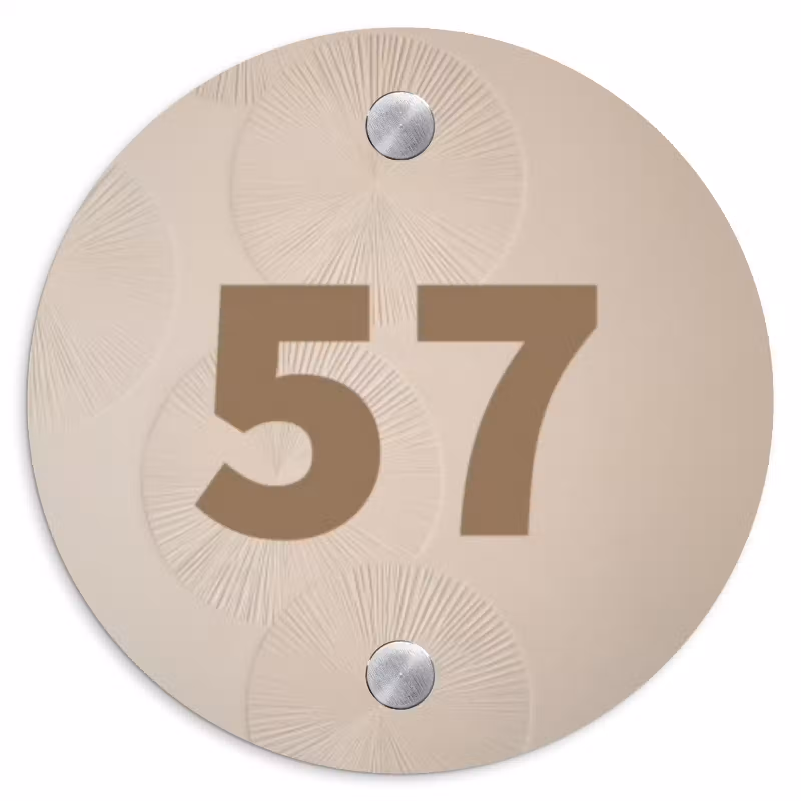 Naambordje voordeur - Rond - Beige reliëf lijnen - Traditioneel — 1