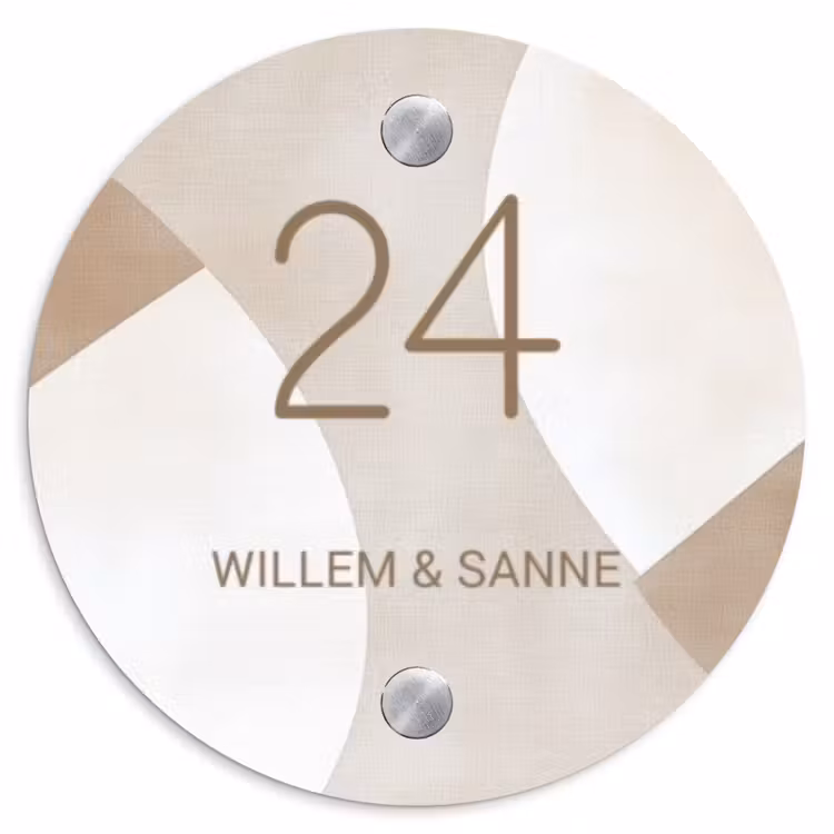 Naambordje voordeur - Rond - Abstract beige - Klassiek — 1
