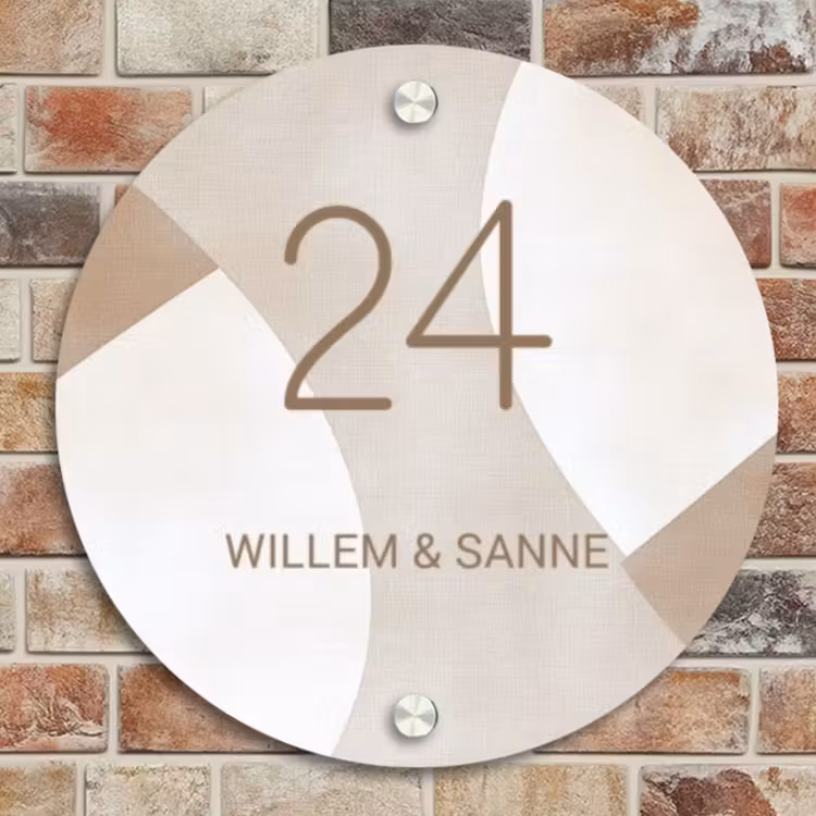 Naambordje voordeur - Rond - Abstract beige - Klassiek — 4