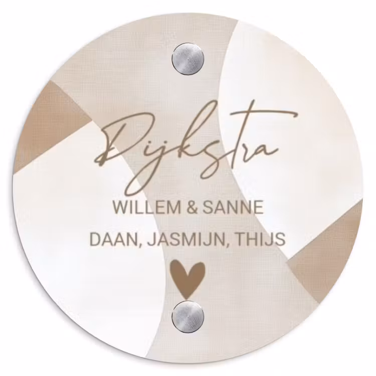 Naambordje voordeur - Rond - Abstract beige - Sierlijk — 1