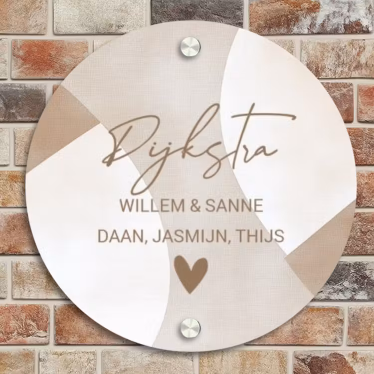 Naambordje voordeur - Rond - Abstract beige - Sierlijk — 4