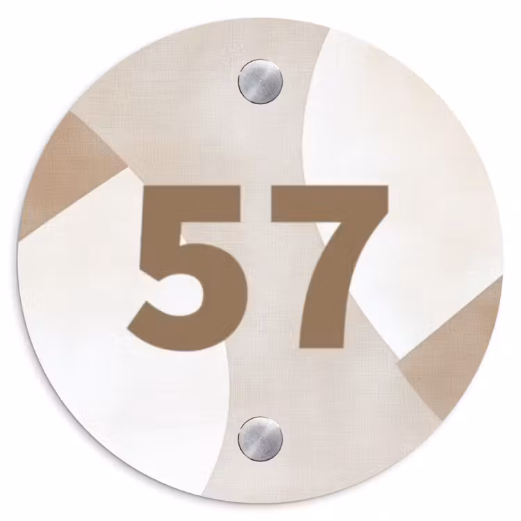 Naambordje voordeur - Rond - Abstract beige - Traditioneel — 1