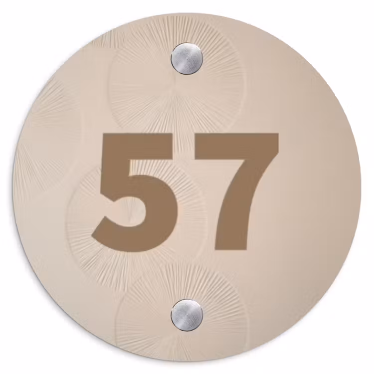 Naambordje voordeur - Rond - Beige reliëf lijnen - Traditioneel — 1