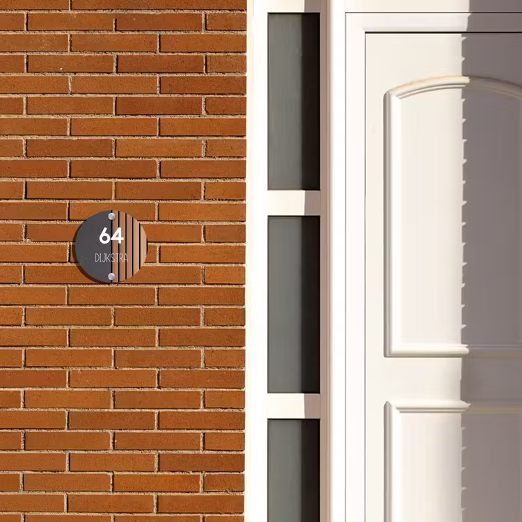 Naambordje voordeur - Rond - Hout en antraciet - Modern — 3