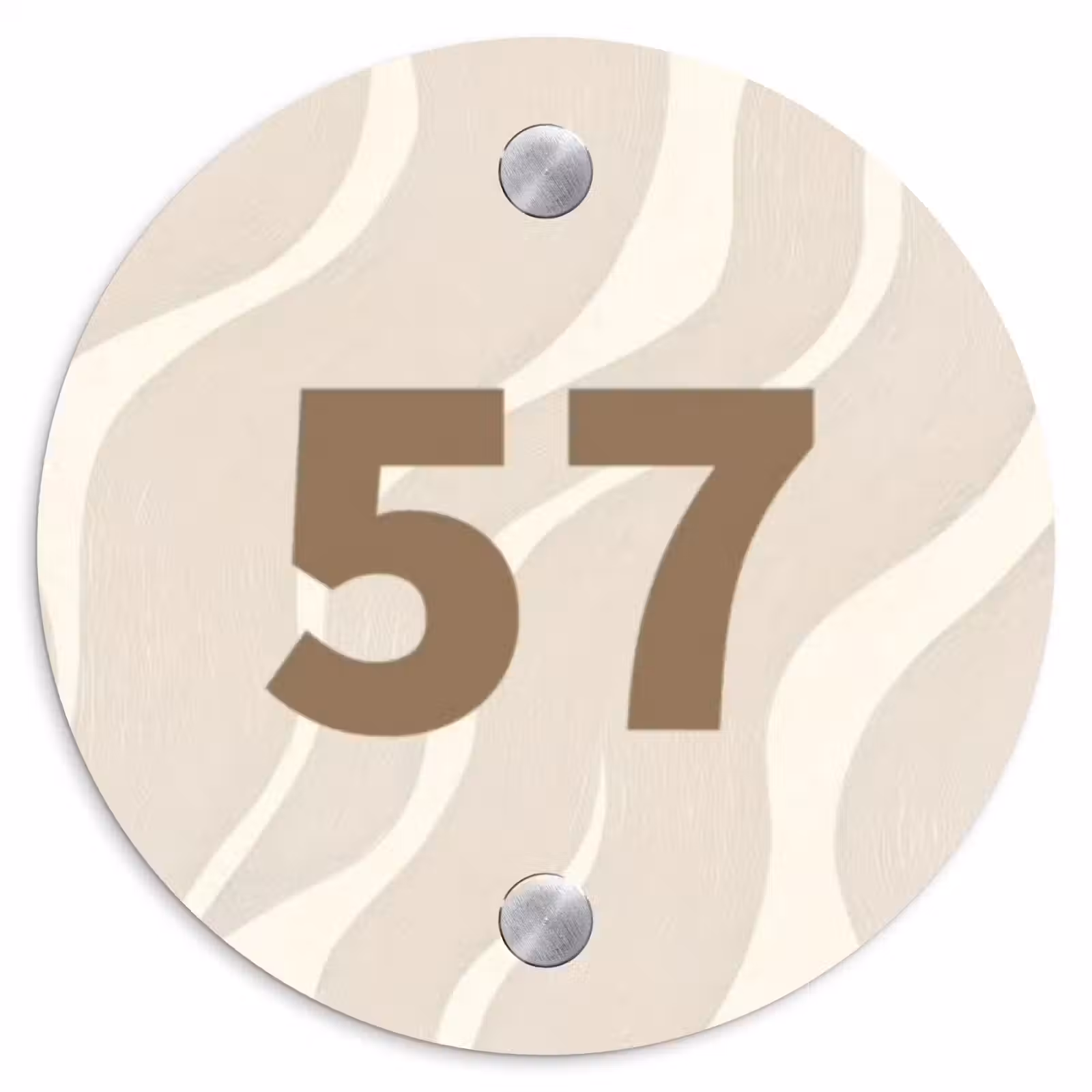 Naambordje voordeur - Rond - Beige golven - Traditioneel — 1