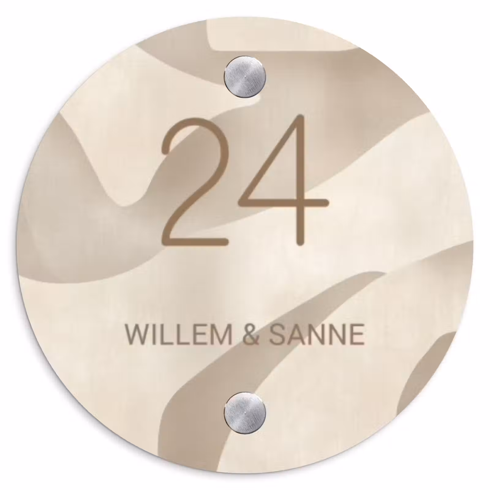 Naambordje voordeur - Rond - Beige organisch - Klassiek — 1
