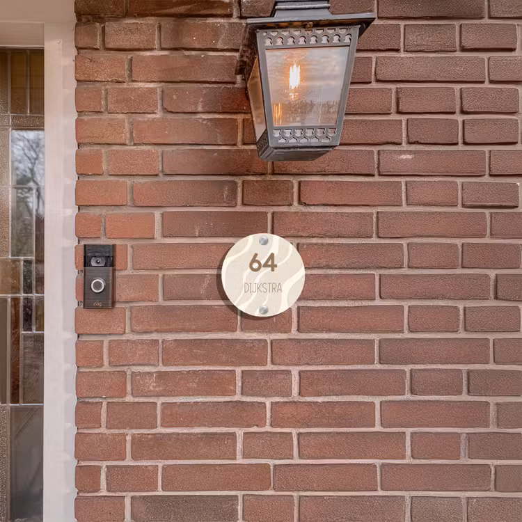 Naambordje voordeur - Rond - Beige golven - Modern — 5